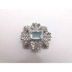 Nolan Miller Silver Tone Crystal Rhinestone Blue Topaz Brooch
